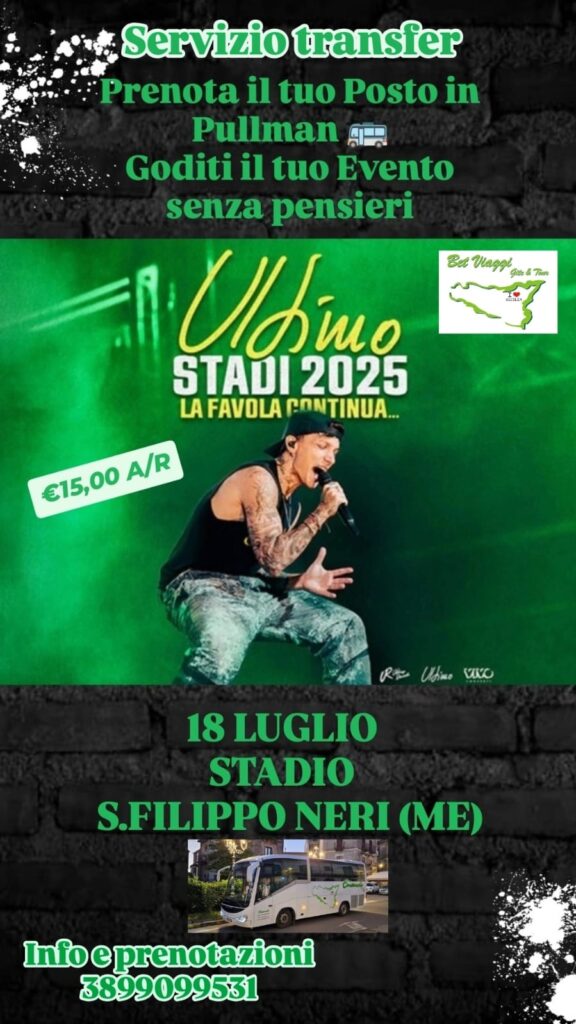 18/07 – Transfer concerto “Ultimo – Stadi 2025”